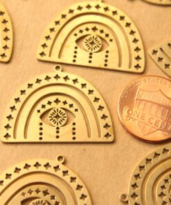 2 pc. Raw Brass Boho Rainbow Charms with All-Seeing Eye, 30mm x 22.5mm | MIS-057***