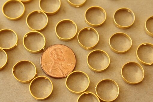 8 pc. Gold Plated Brass Spinner Beads, Beads Frames, 12mm x 3mm | TMP-007