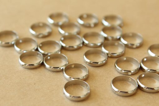 10 pc. Silver Plated Bead Frames, Spinner Rings, 12mm x 3mm | FI-015*