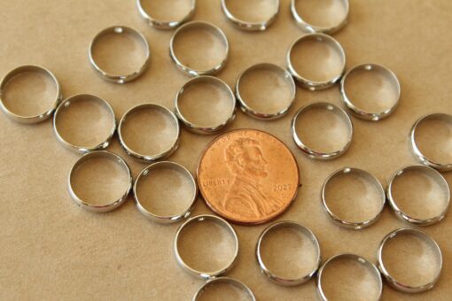 10 pc. Silver Plated Bead Frames, Spinner Rings, 12mm x 3mm | FI-015*