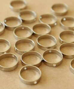 8 pc. Silver Plated Brass Spinner Beads, Beads Frames, 12mm x 3mm | TMP-006