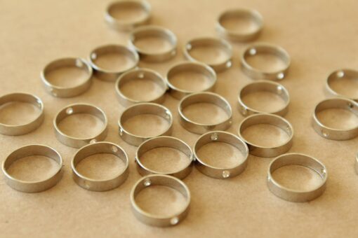 8 pc. Silver Plated Brass Spinner Beads, Beads Frames, 12mm x 3mm | TMP-006