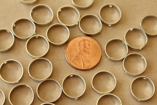 8 pc. Silver Plated Brass Spinner Beads, Beads Frames, 12mm x 3mm | TMP-006