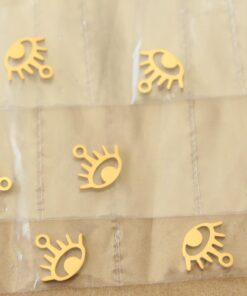 4 pc. Gold Plated Evil Eye Charms, Stainless Steel, 9.5mm x 8.5mm | MIS-060*