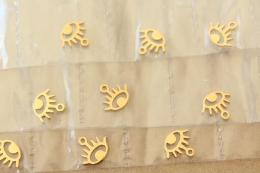 4 pc. Gold Plated Evil Eye Charms, Stainless Steel, 9.5mm x 8.5mm | MIS-060*