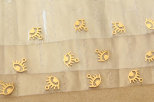 4 pc. Gold Plated Evil Eye Charms, Stainless Steel, 9.5mm x 8.5mm | MIS-060*