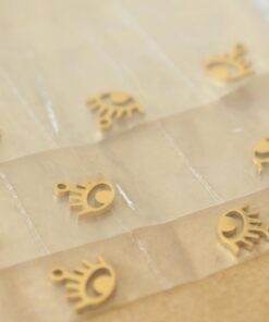 4 pc. Gold Plated Evil Eye Charms, Stainless Steel, 9.5mm x 8.5mm | MIS-060*