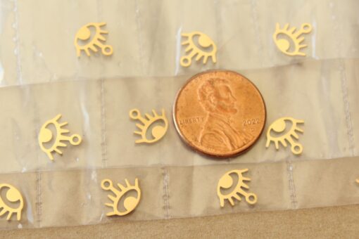 4 pc. Gold Plated Evil Eye Charms, Stainless Steel, 9.5mm x 8.5mm | MIS-060*