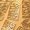 1 pc. Boho Sun and Mushrooms Gold-Plated Stainless Steel Pendant, 48.5mm x 22mm | MIS-083*