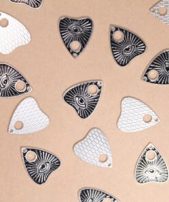 6 pcs Evil Eye Planchette Charms - 25.5mm x 21mm, Ouija Talking Board, Spirit Board | TMP-008