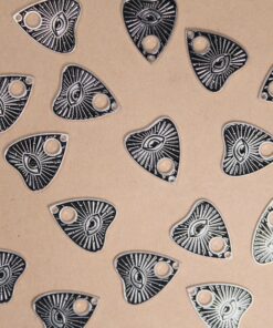 6 pcs Evil Eye Planchette Charms - 25.5mm x 21mm, Ouija Talking Board, Spirit Board | TMP-008