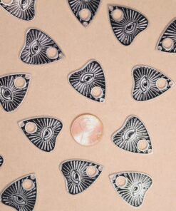 6 pcs Evil Eye Planchette Charms - 25.5mm x 21mm, Ouija Talking Board, Spirit Board | TMP-008