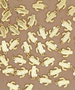 4 pc. Cactus Charms, 18K Gold-Plated, 20mm x 14.5mm | TMP-011
