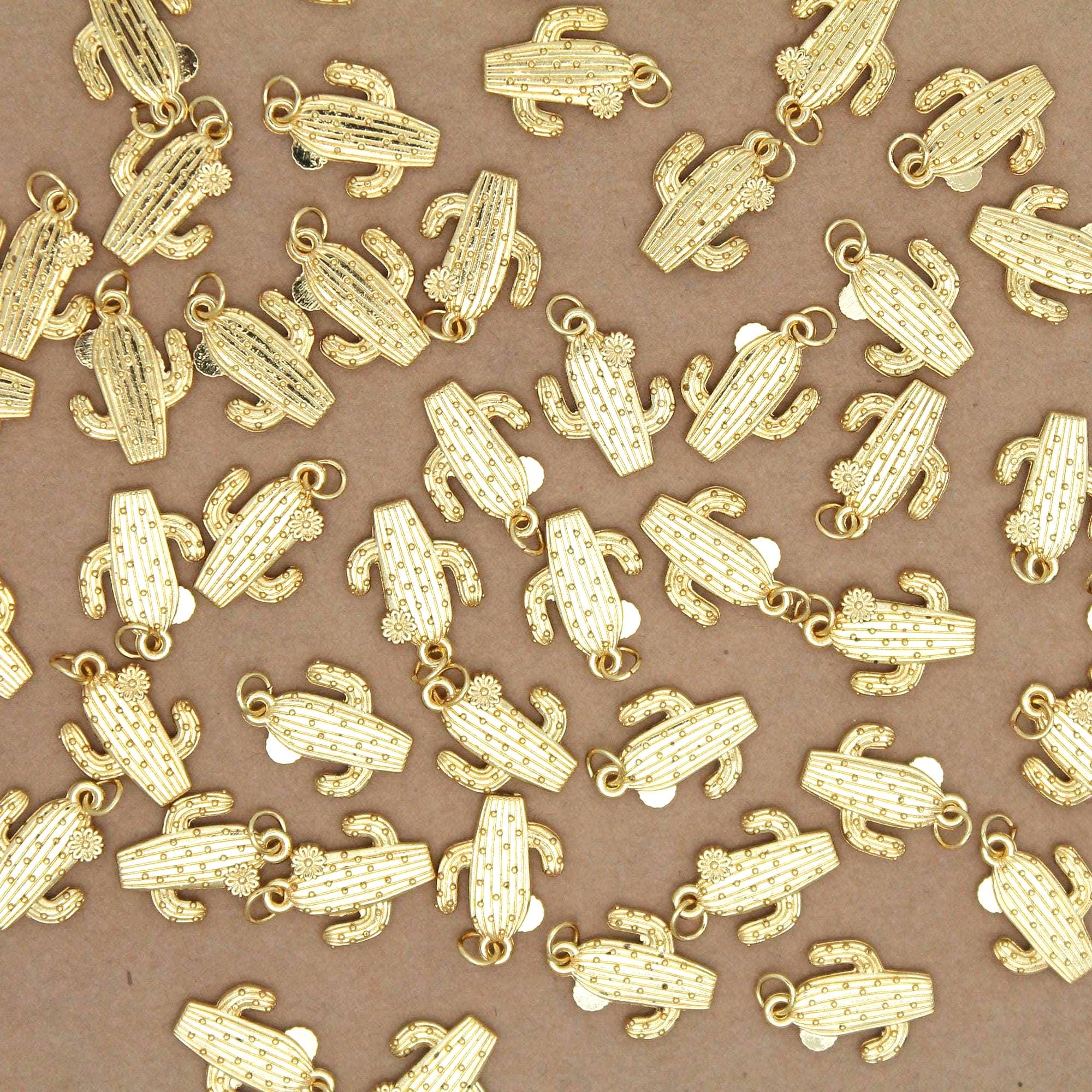 4 pc. Cactus Charms, 18K Gold-Plated, 20mm x 14.5mm | TMP-011