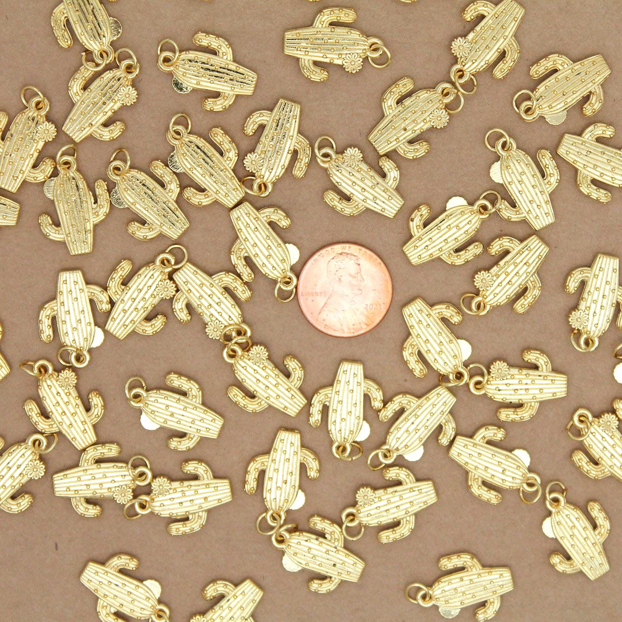 4 pc. Cactus Charms, 18K Gold-Plated, 20mm x 14.5mm | TMP-011
