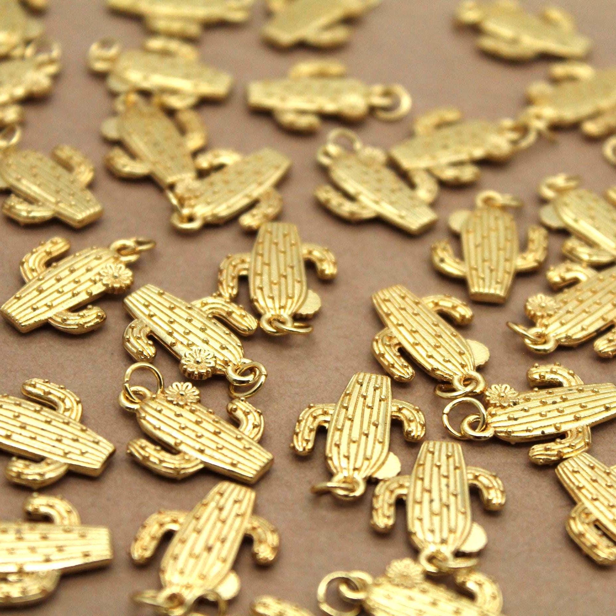 4 pc. Cactus Charms, 18K Gold-Plated, 20mm x 14.5mm | TMP-011