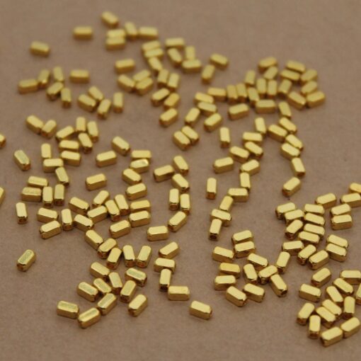 30 pc. Gold Plated Brass Cuboid Beads, 4mm x 2mm | MIS-128***
