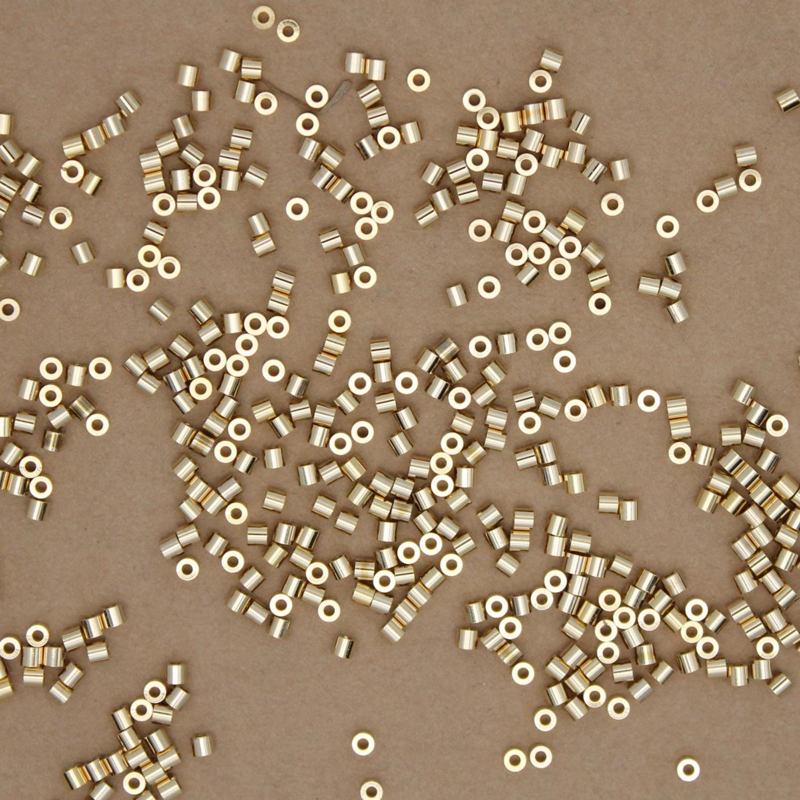 30 pc. Gold Plated Brass Tube Beads, 3mm x 2.5mm, 24K Gold Plated Beads | TMP-012