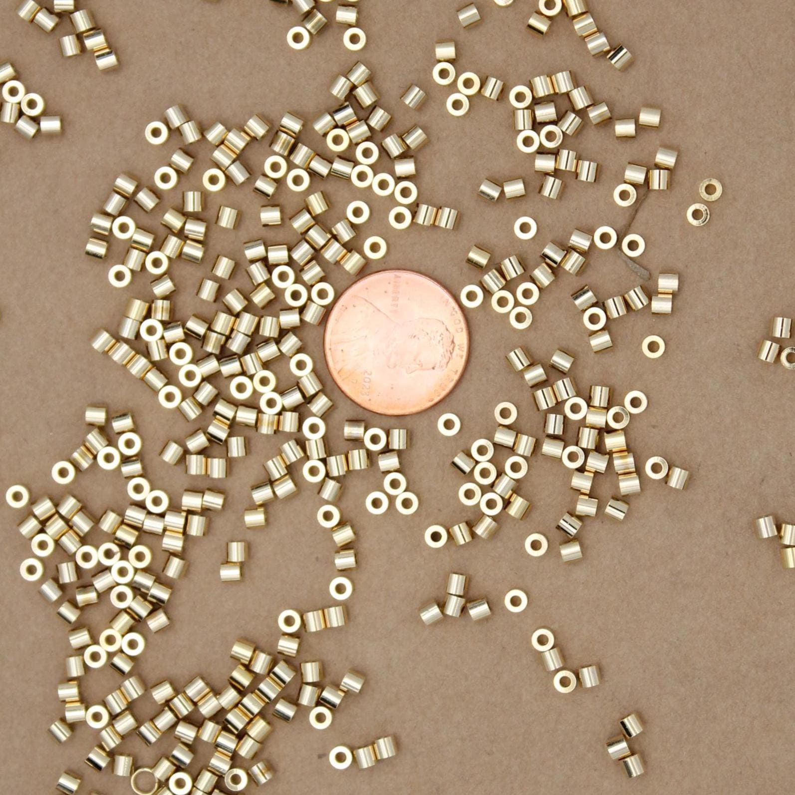 30 pc. Gold Plated Brass Tube Beads, 3mm x 2.5mm, 24K Gold Plated Beads | TMP-012
