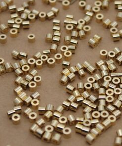 30 pc. Gold Plated Brass Tube Beads, 3mm x 2.5mm, 24K Gold Plated Beads | TMP-012