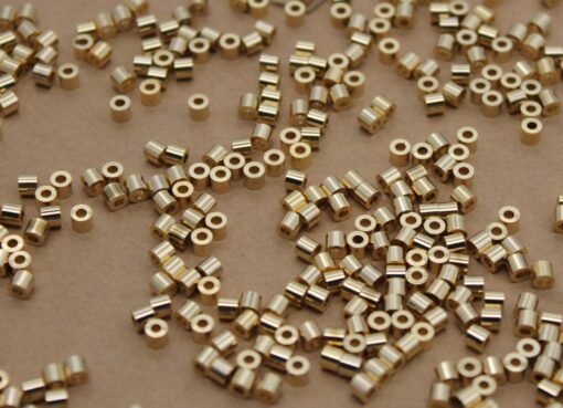 30 pc. Gold Plated Brass Tube Beads, 3mm x 2.5mm, 24K Gold Plated Beads | TMP-012