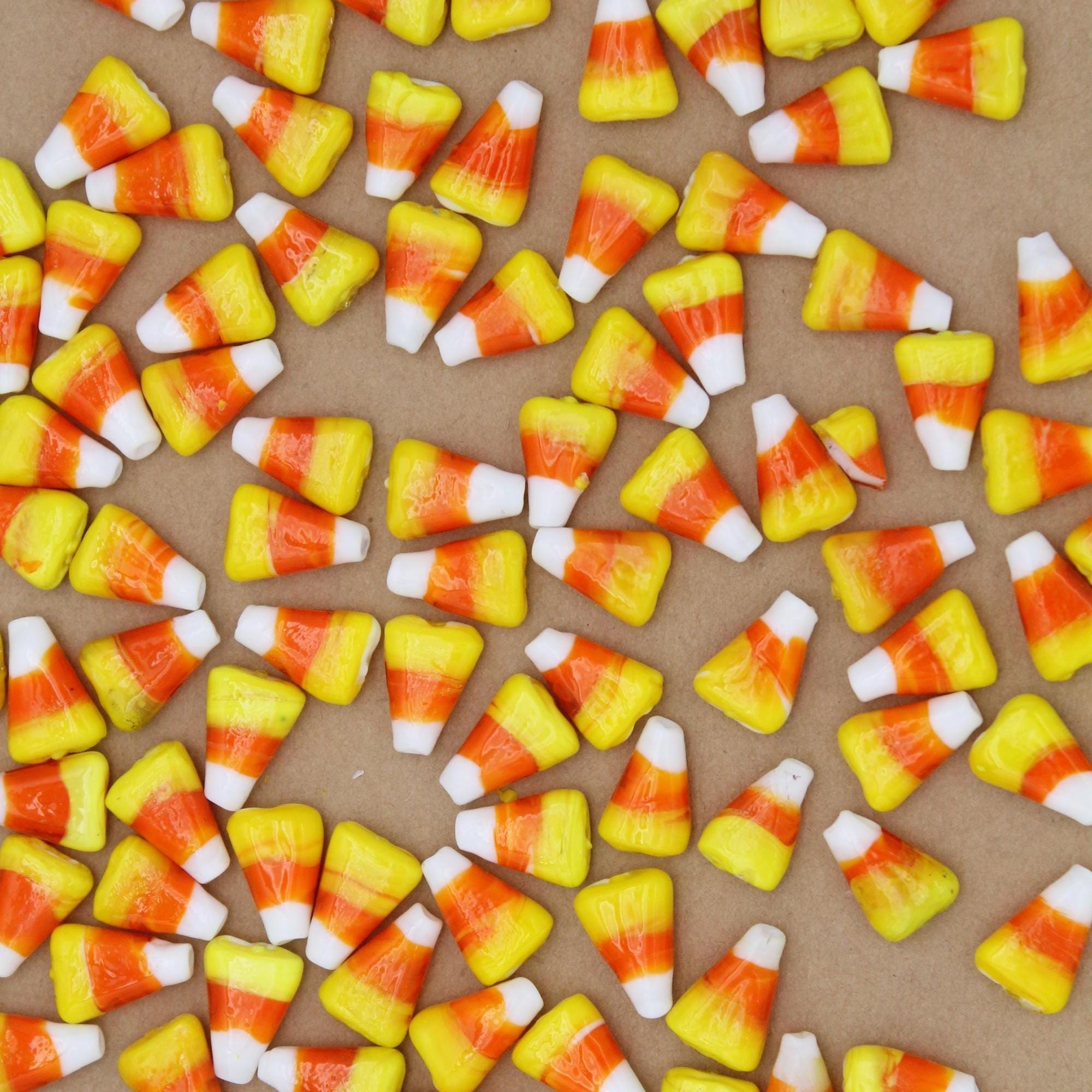 10 pc. Candy Corn Lampwork Beads, Top Drilled, 15.5mm x 11mm | MIS-134**