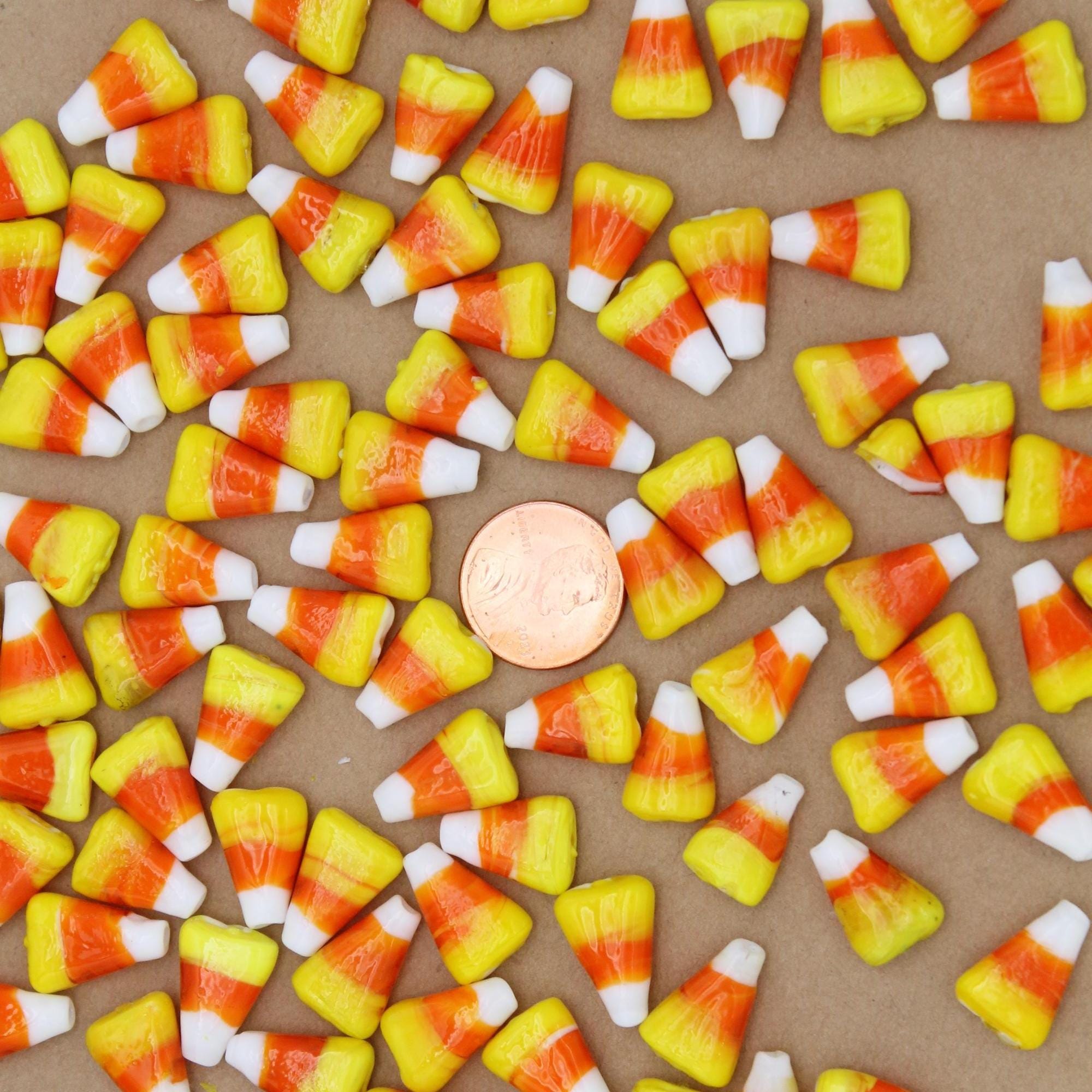 10 pc. Candy Corn Lampwork Beads, Top Drilled, 15.5mm x 11mm | MIS-134**