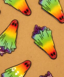 4 pcs Rainbow Ghost Acrylic Pendants, 45.4mm x 25mm | MIS-091*