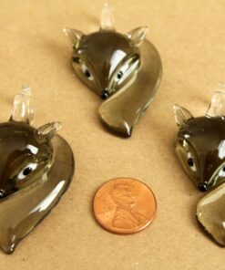 1 pc. Grey Glass Fox Lampwork Pendant | MIS-028