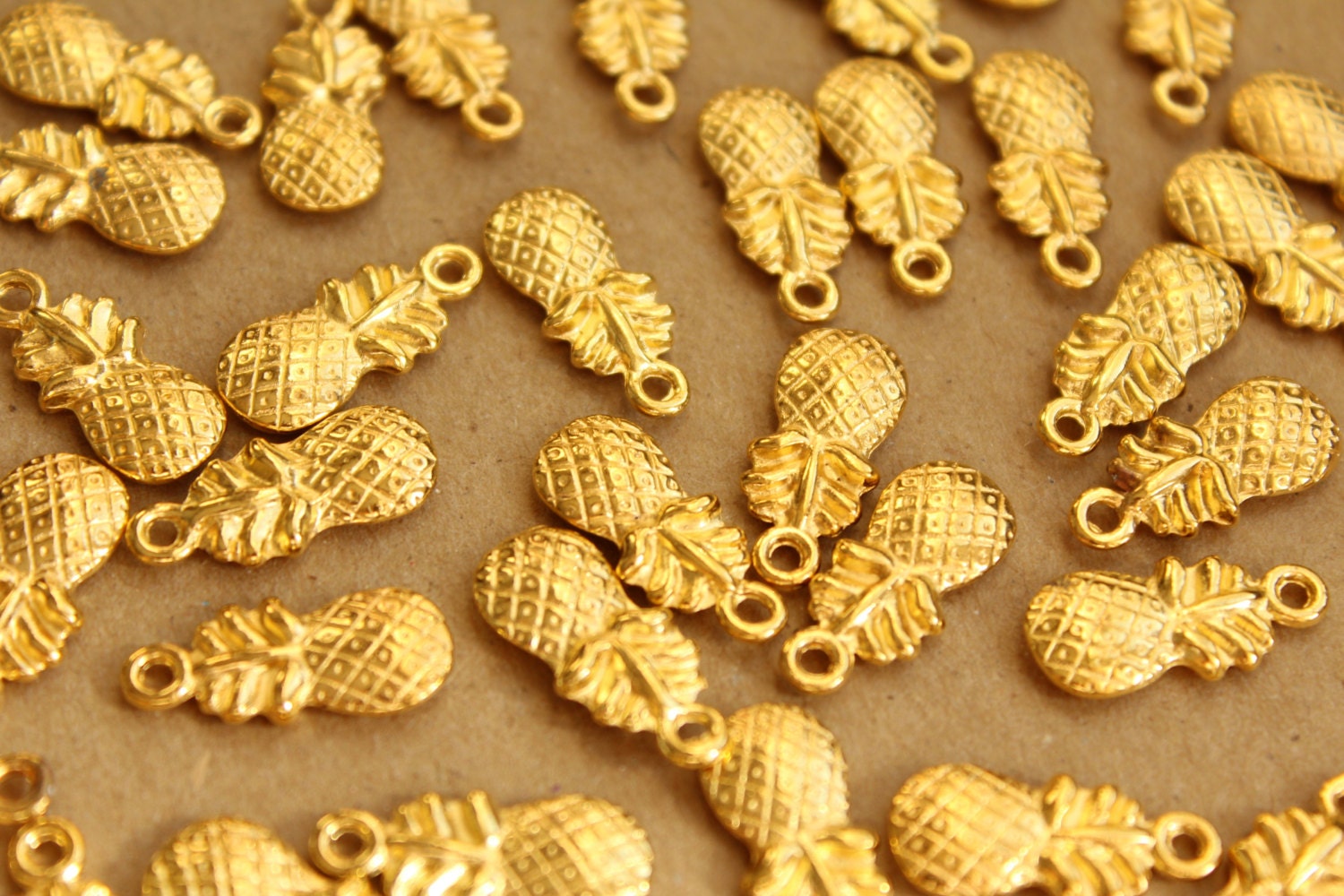 15 pc. Gold Pineapple Charms, 19.5mm x 9mm | MIS-060