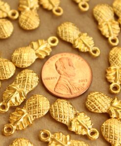15 pc. Gold Pineapple Charms, 19.5mm x 9mm | MIS-060