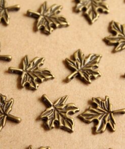 25 pc. Small Antique Bronze Maple Leaf Charms, 14mm by 17mm | MIS-082