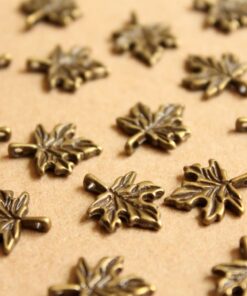 25 pc. Small Antique Bronze Maple Leaf Charms, 14mm by 17mm | MIS-082
