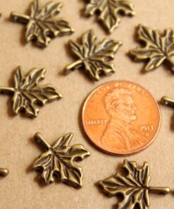 25 pc. Small Antique Bronze Maple Leaf Charms, 14mm by 17mm | MIS-082