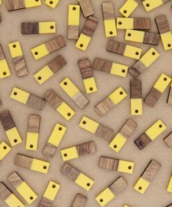 6 pc. Yellow Resin and Wood Rectangle Pendants, Multiple Colors Available, 20mm x 6.5mm | MIS-153*