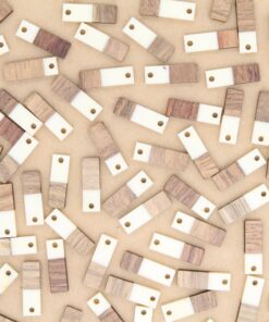 6 pc. White Resin and Wood Rectangle Pendants, Multiple Colors Available, 20mm x 6.5mm | MIS-151**