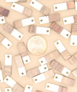 6 pc. White Resin and Wood Rectangle Pendants, Multiple Colors Available, 20mm x 6.5mm | MIS-151**