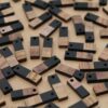 6 pc. Black Resin and Wood Rectangle Pendants, Multiple Colors Available, 20mm x 6.5mm | MIS-155