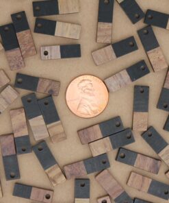 6 pc. Black Resin and Wood Rectangle Pendants, Multiple Colors Available, 20mm x 6.5mm | MIS-155