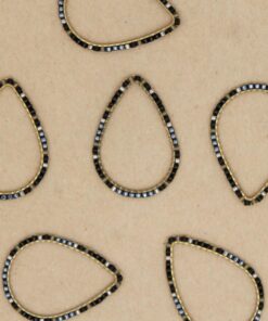 2 pc. Beaded Teardop Charms, Gold with Seed Beads, 34mm x 35mm | TMP-013