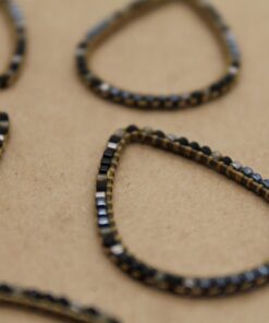 2 pc. Beaded Teardop Charms, Gold with Seed Beads, 34mm x 35mm | TMP-013