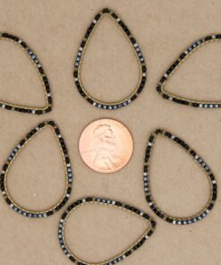 2 pc. Beaded Teardop Charms, Gold with Seed Beads, 34mm x 35mm | TMP-013