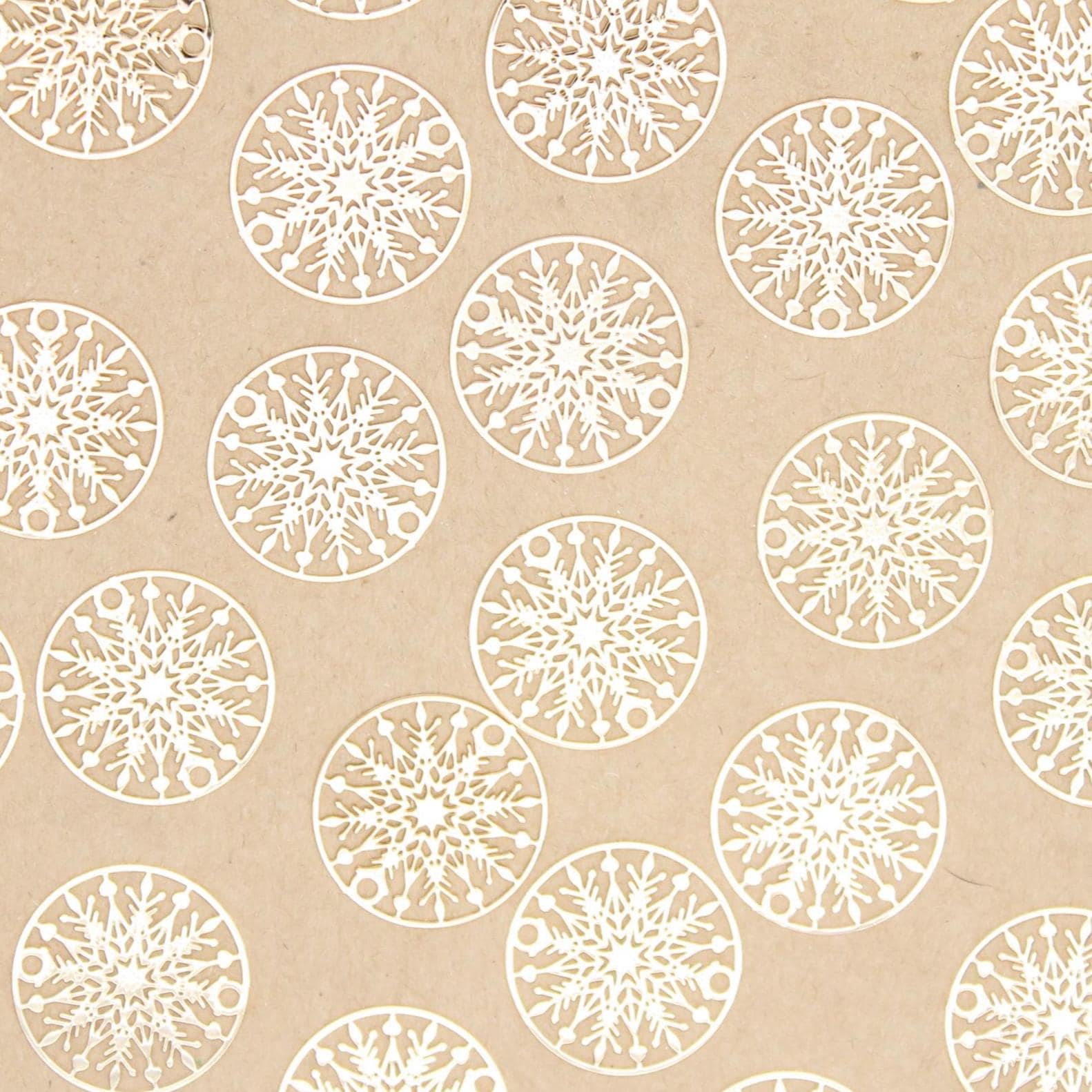 10 pc. Laser Cut Snowflake Charms, Gold Snowflakes, 10mm in diameter | MIS-161**