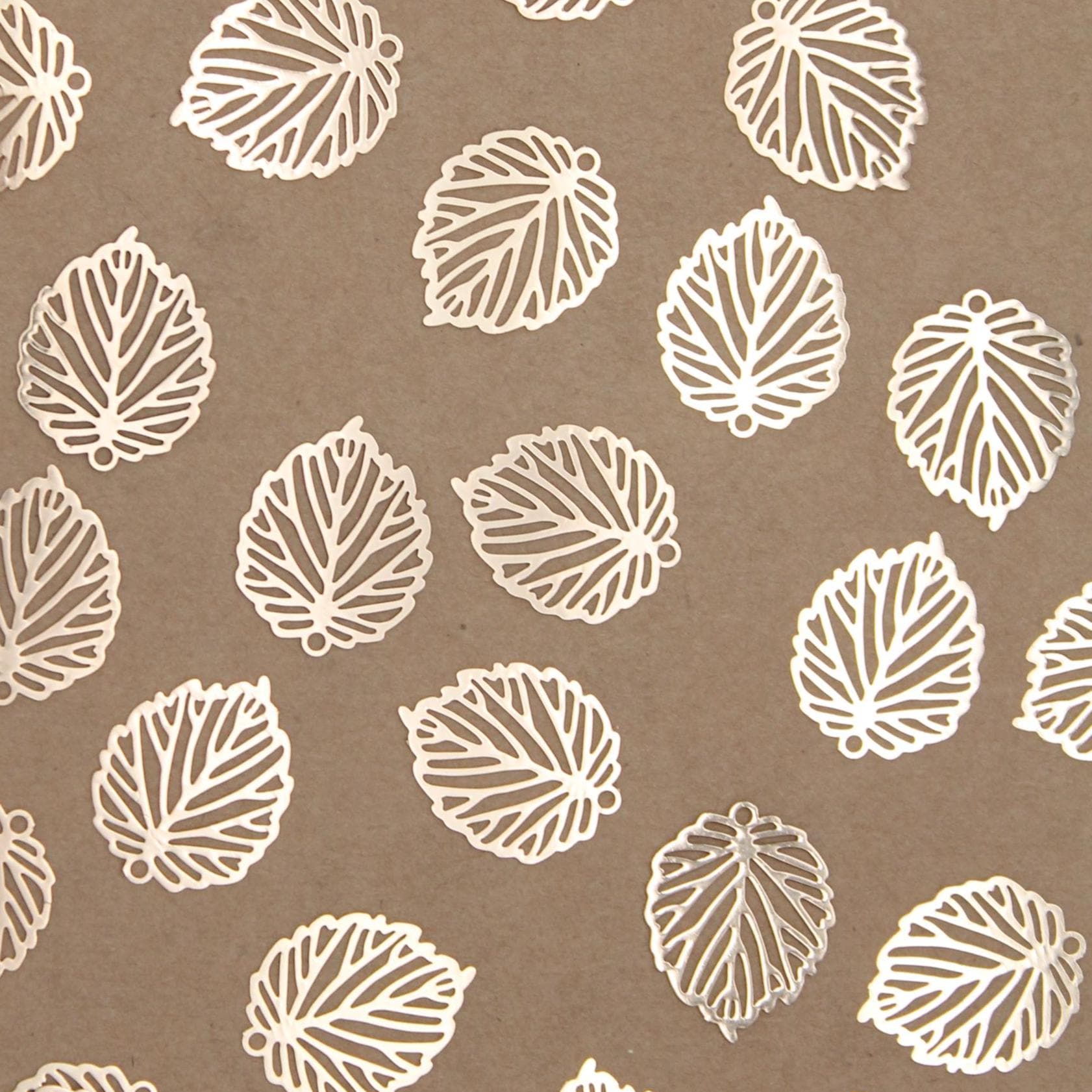 12 pc. Laser Cut Leaf Charms, Gold Skeleton Leaves, 22mm x 17.5mm | MIS-165