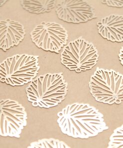 12 pc. Laser Cut Leaf Charms, Gold Skeleton Leaves, 22mm x 17.5mm | MIS-165
