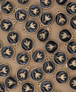 12 pc. Enameled Bee Charms, Gold Plated, 14mm x 11.5 | MIS-166*