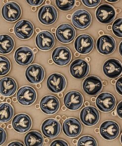 12 pc. Enameled Bee Charms, Gold Plated, 14mm x 11.5 | MIS-166*