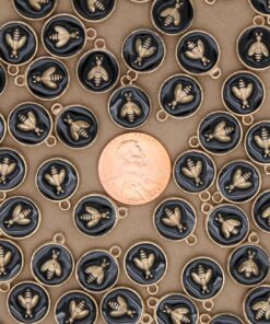 12 pc. Enameled Bee Charms, Gold Plated, 14mm x 11.5 | MIS-166*