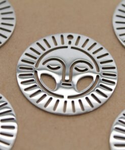 3 pc. Boho Sun Charms, Laser Cut Stainless Steel, 30mm in Diameter | MIS-171**