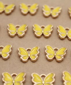 10 pc. Yellow and Gold Enameled Butterfly Charms, 12.5mm x 10.5mm | MIS-168**